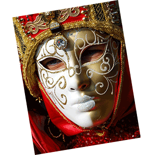 Eine rote venianische Maske